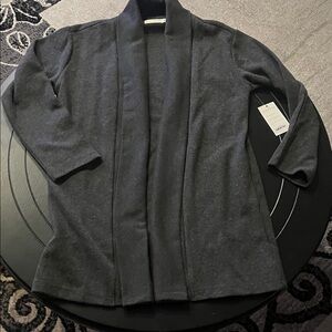 Women's Charcoal Open-Front Cardigan with pockets